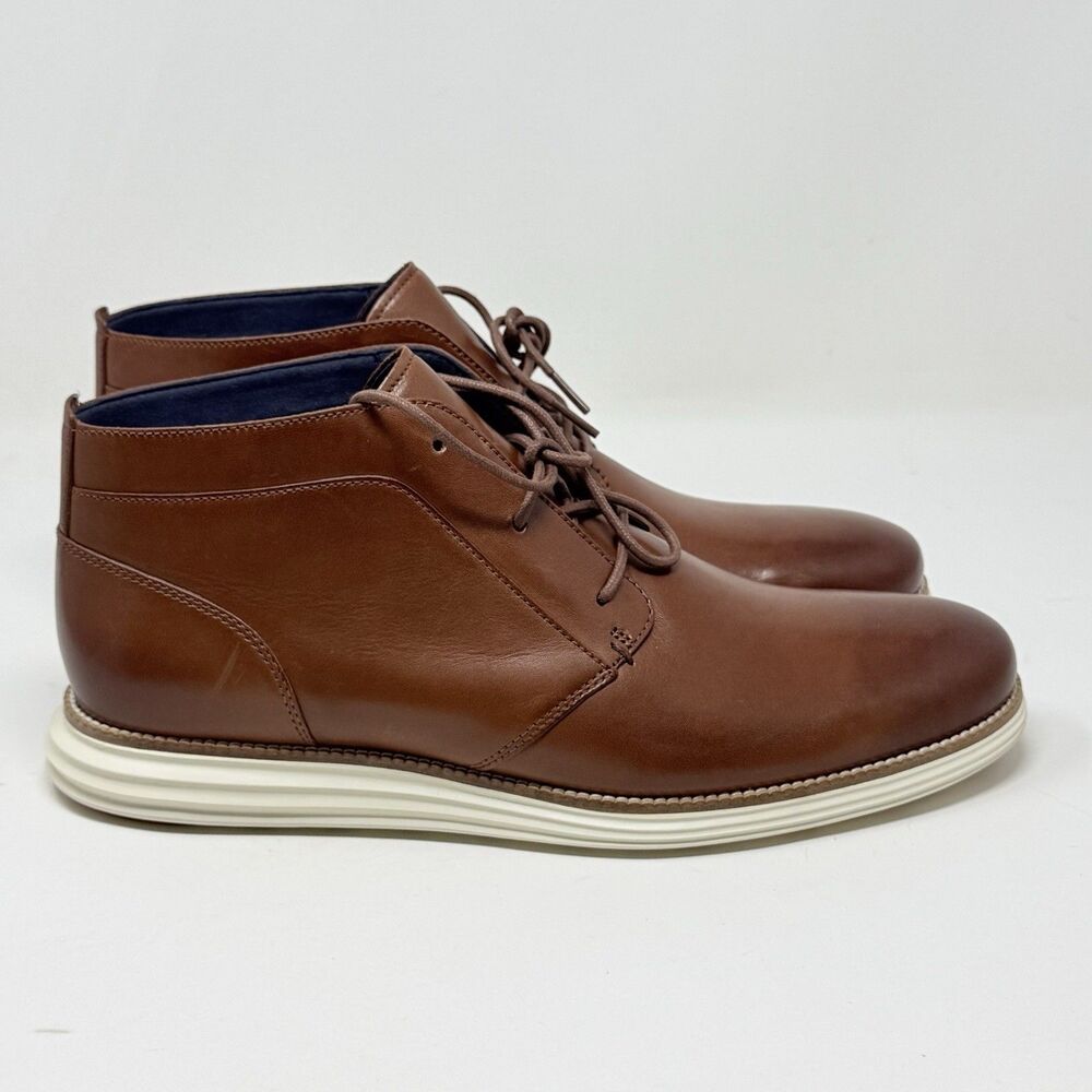 Cole Haan Original Grand Chukka Boots Mens 13 M Woodbury Brown Ivory Leather
